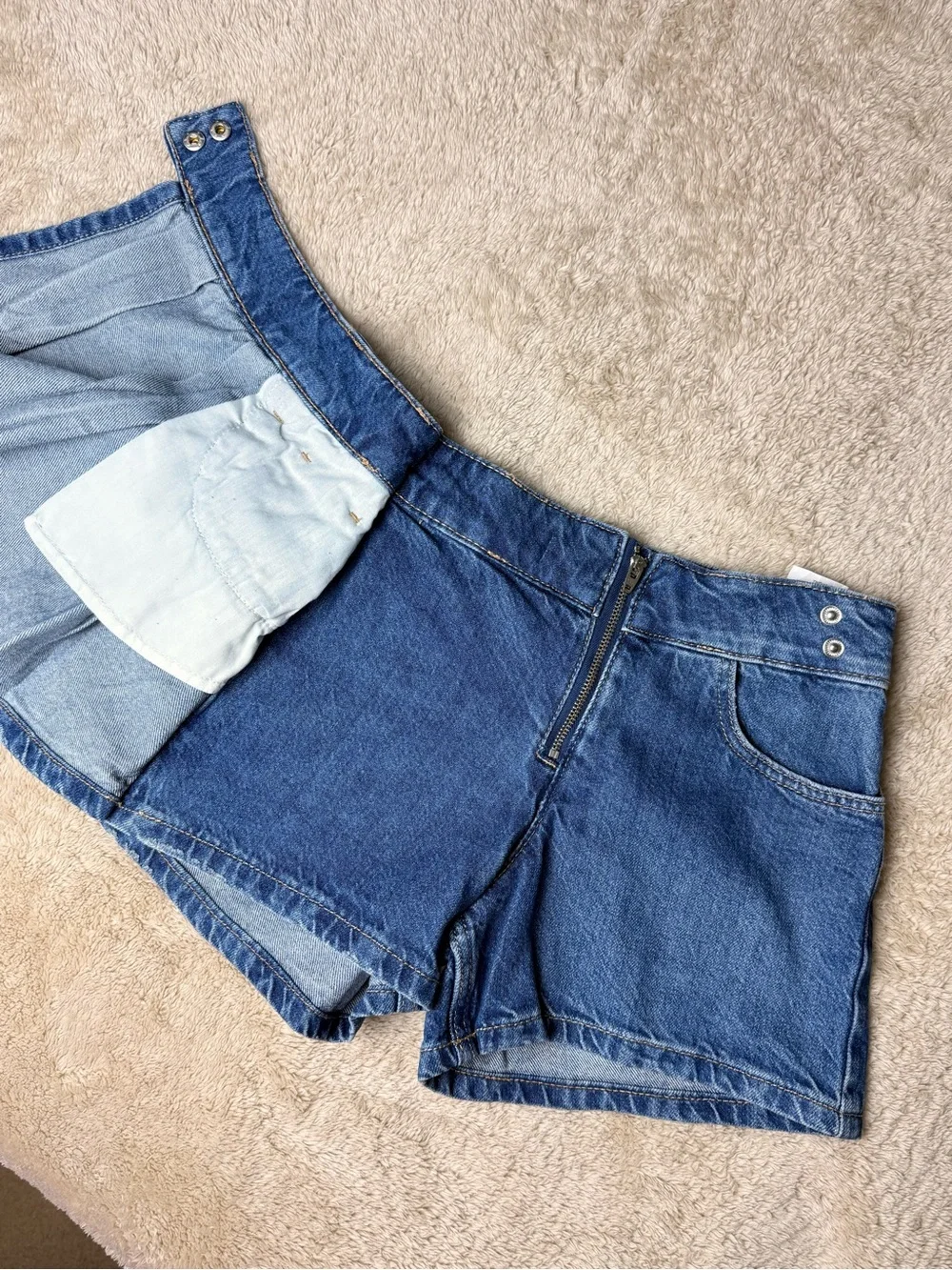 Zara Girls Denim Skort Pleated Wrap Front Shorts Blue Jean‎ Size 8-9 131cm